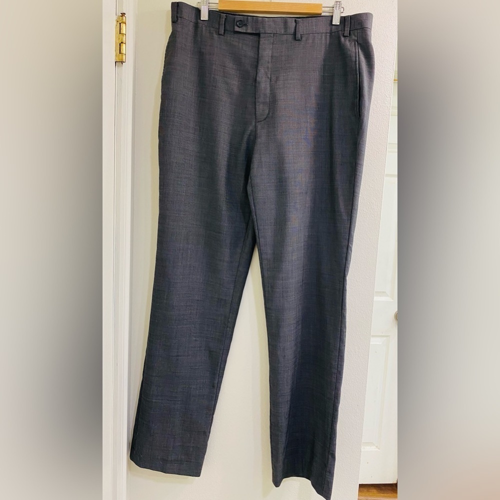 Claiborne Charcoal Wool Blend Flat Front Trousers 36x34